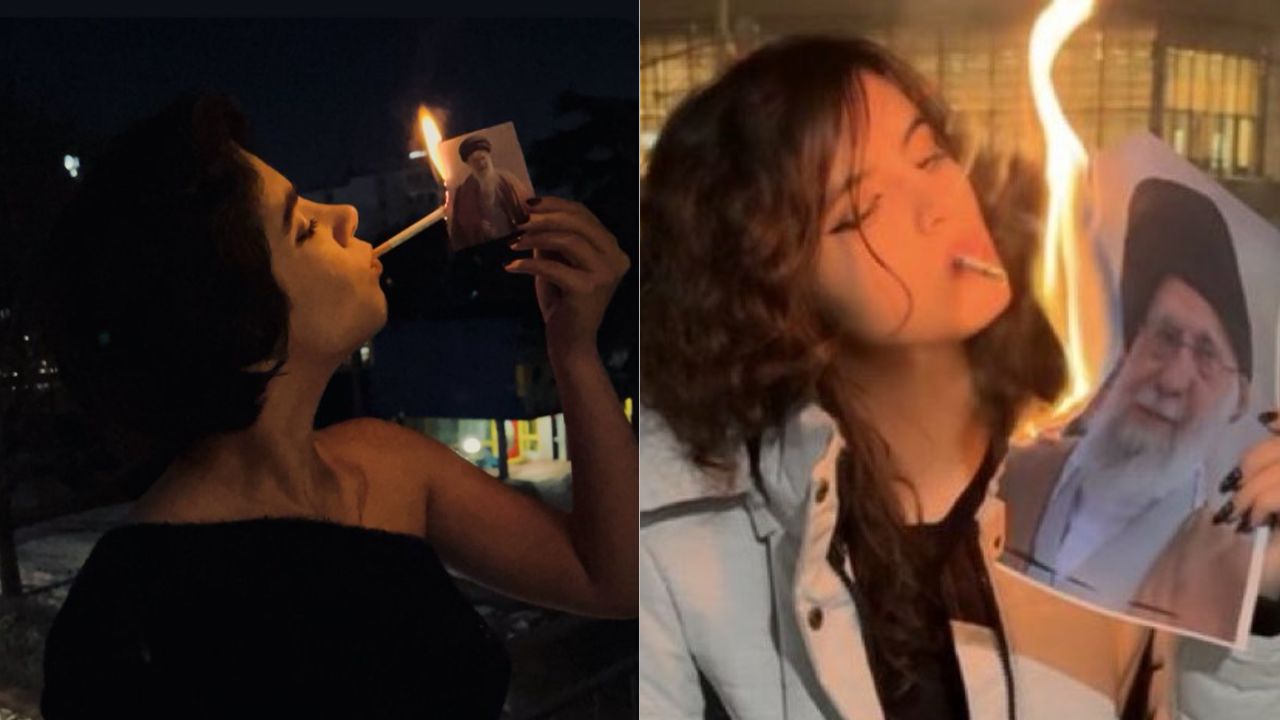 खामेनेई की तस्वीर जलाकर उसी से सिगरेट सुलगाती महिलाएं, ईरान में मुस्लिम नेता के खिलाफ विरोध का VIDEO वायरल