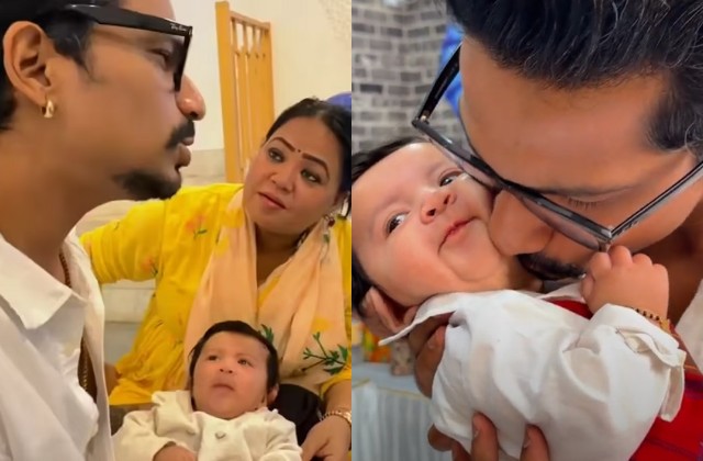 3 महीने बाद भारती सिंह ने किया काजू का फेस रिवील, पति हर्ष लिम्बाचिया की गोद में दिखा नन्हा यशवीर