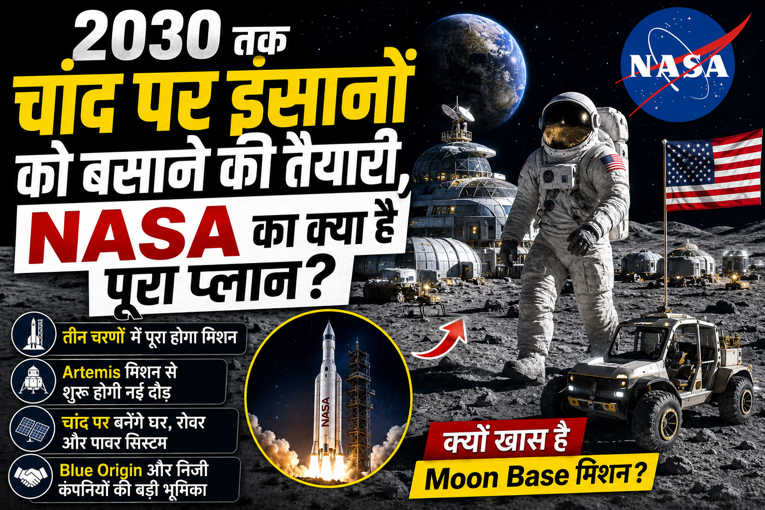 2030 तक चांद पर इंसानों को बसाने की तैयारी, NASA का क्या है पूरा प्लान?