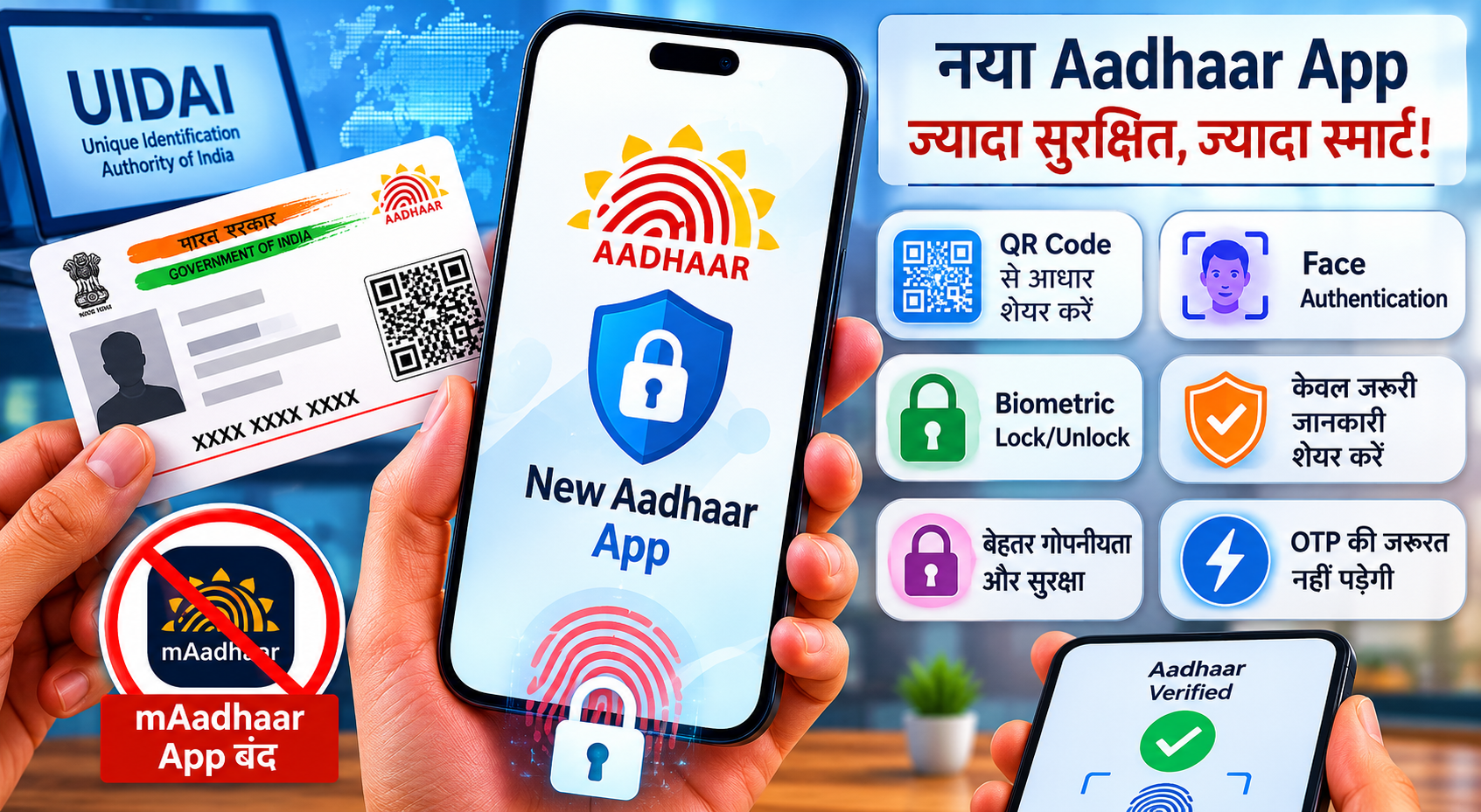Aadhaar यूजर्स के लिए बड़ा अपडेट! बंद होगा mAadhaar ऐप, जानिए नए Aadhaar App के स्मार्ट फीचर्स