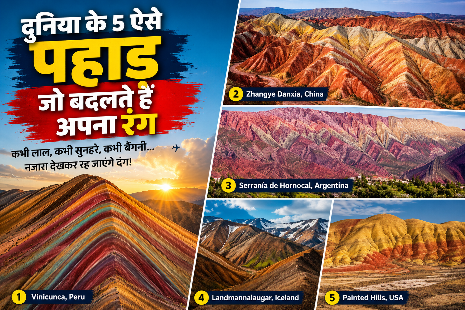 Color Changing Mountain: दुनिया के 5 ऐसे पहाड़ जो बदलते हैं अपना रंग, नजारा देखकर रह जाएंगे दंग