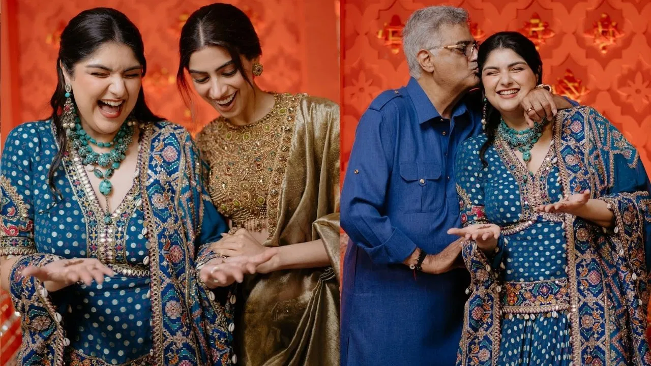 मेहंदी के रंग में रंगी अंशुला, लहंगे में दिखा ब्राइडल ग्लो, बन-ठनकर पहुंचीं जान्हवी-करिश्मा