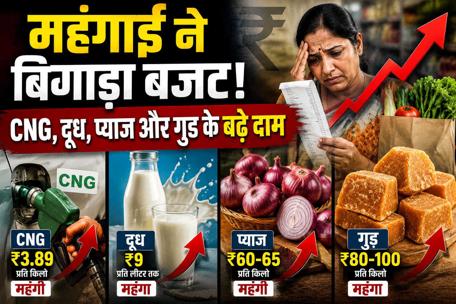 महंगाई ने बिगाड़ा बजट! CNG, दूध, प्याज और गुड़ के बढ़े दाम