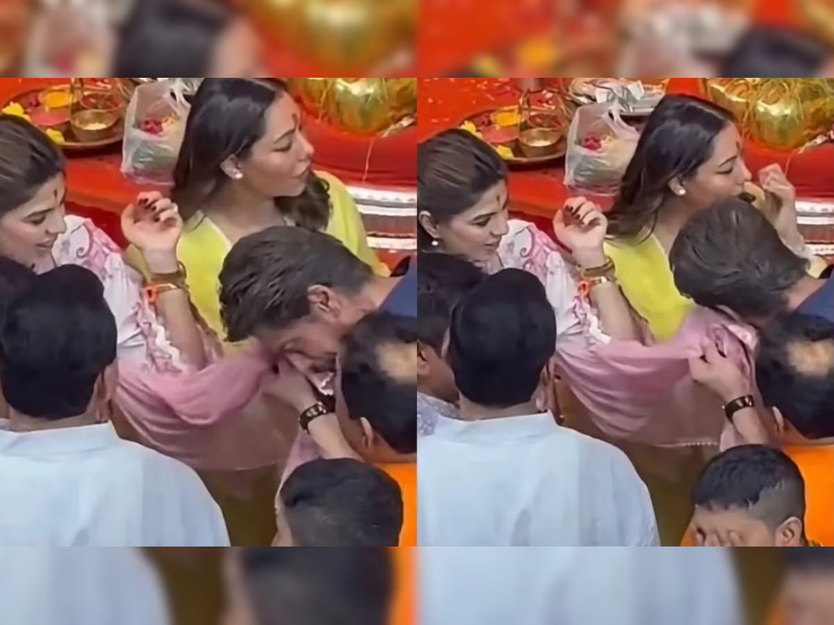 लालबागचा राजा के दरबार पहुंचे शाहरुख खान, पूजा ददलानी के दुपट्टे से चेहरा पोंछने का वीडियो वायरल