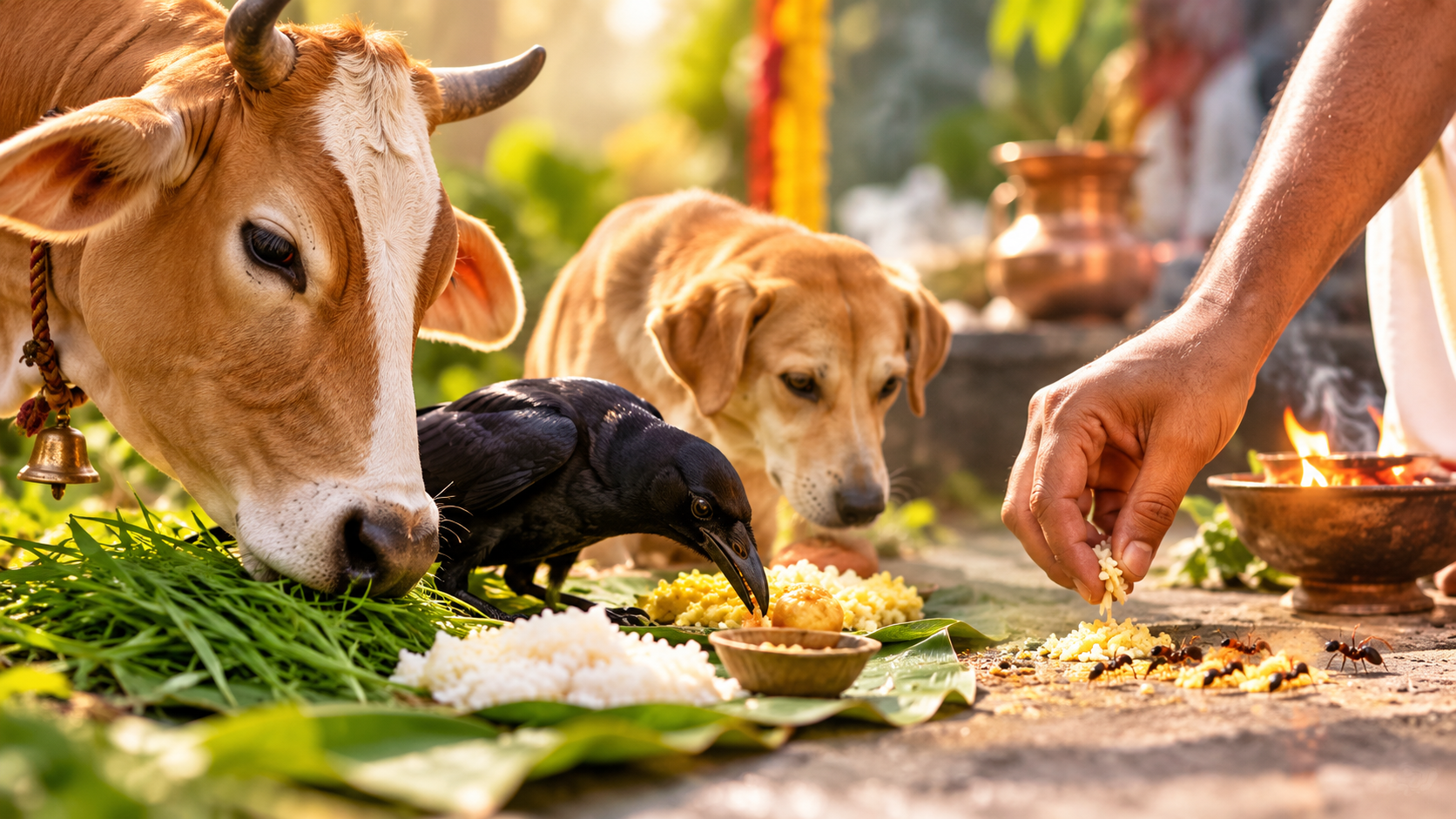 Panchbali Bhog: श्राद्ध में कौवा, गाय, कुत्ता या चींटी… सबसे पहले किसे अर्पित करें भोग? जानिए सही विधि